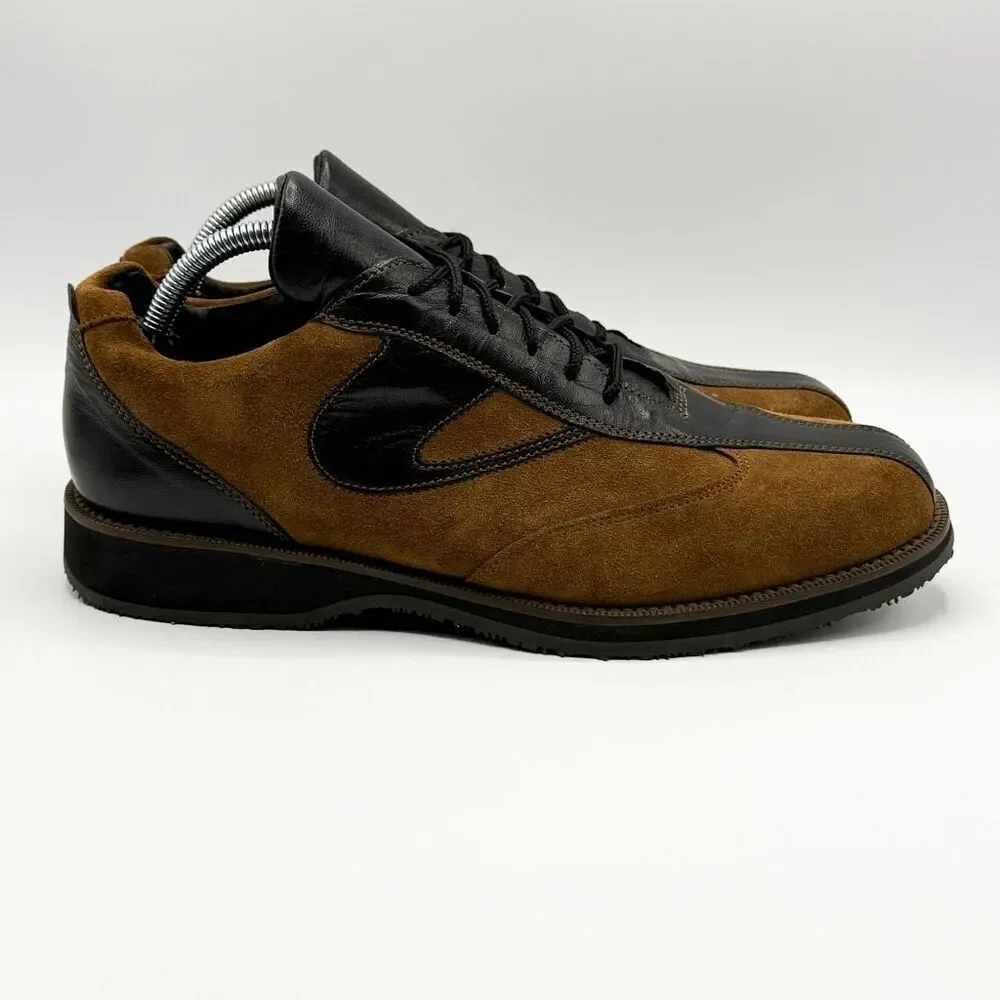 Lucan Fashion Brown Black Leather Suede Derby Shoes Made in Italy - Men’s EU 42